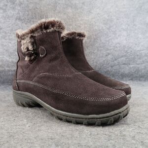 Khombu Shoes Womens 8.5 Booties Leather Faux Fur Winter Ankle Boot Gracie Brown